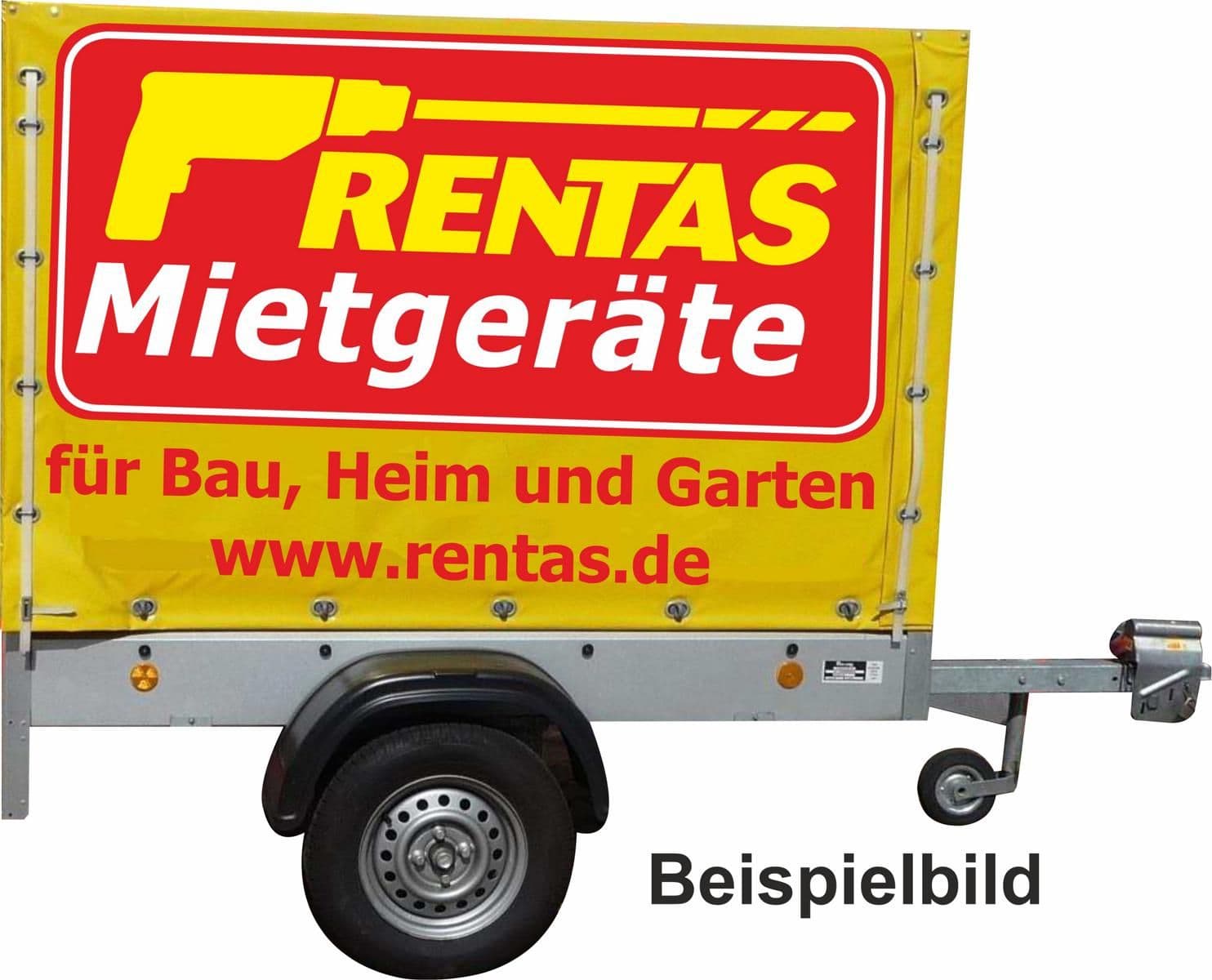 Item image: Anhänger mit Plane, zul. GG 700 kg, Nutzlast max. 500 kg, Ladefläche 2 x 1 m