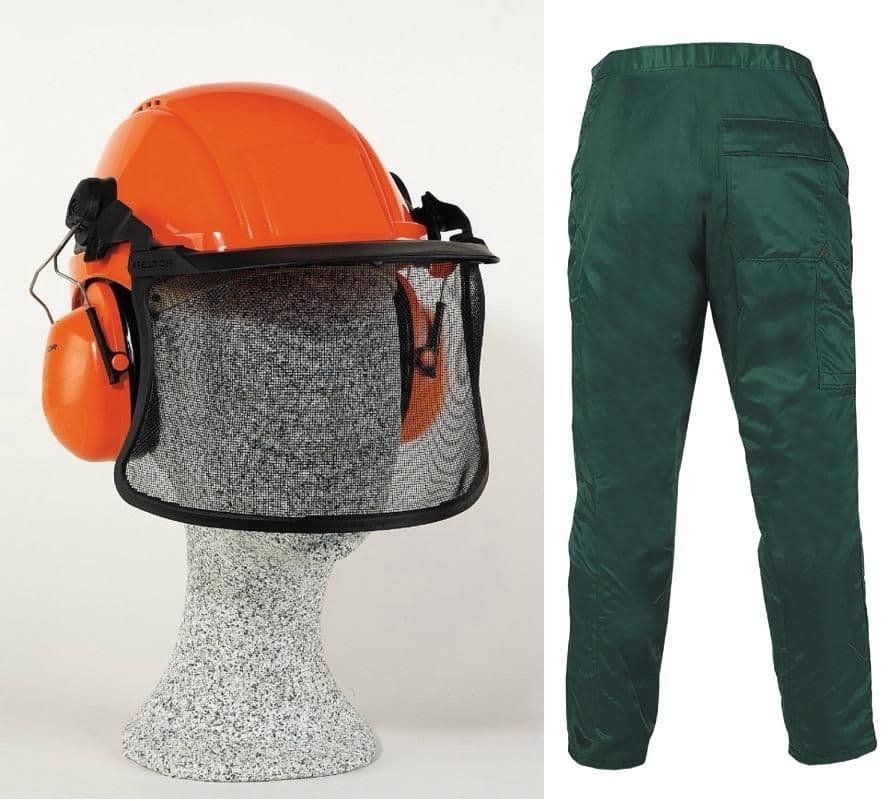 Item image: Sicherheits-Set, bestehend aus Forstschutzhelm und Schnittschutzbeinlinge